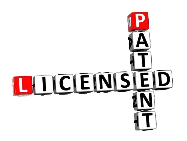 Vykreslování Křížovky Licencované Patenty Slovo Nad Bílým Pozadím — Stock fotografie