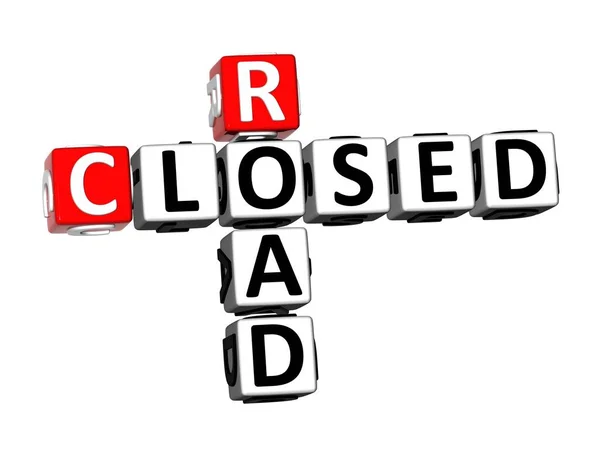 Rendering Crossword Road Closed White Background — Stock Photo, Image