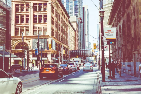 Toronto Kanada Září 2018 Rush Hour Attoronto Nejfrekventovanější Křižovatky Finanční — Stock fotografie