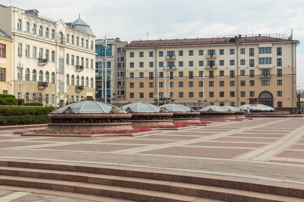 Minsk Weißrussland September 2018 Unabhängigkeitsplatz Minsk Berühmter Unabhängigkeitsplatz Morgen — Stockfoto