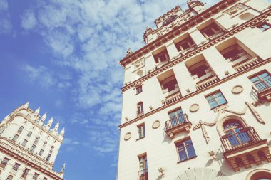 Minsk Gates ayrıntılı görünümünü. Sovyet miras. Ünlü dönüm noktası. İstasyon Meydanı. Minsk. Belarus.
