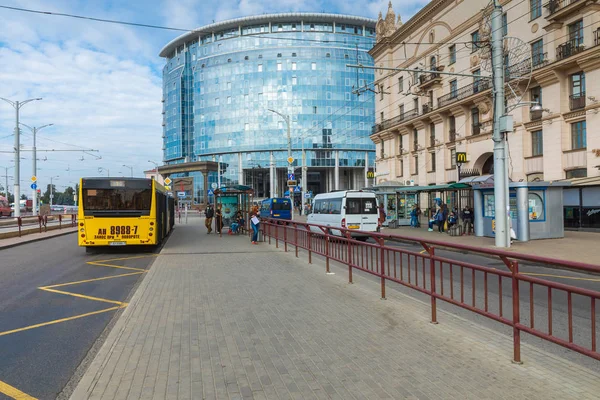 Minsk Belarus Setembro 2018 Vista Centro Minsk Praça Estação Minsk — Fotografia de Stock