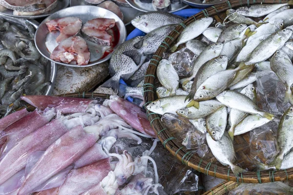 Fresh fish at local traditional market in Hue, Vietnam.