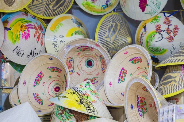 Traditional Bamboo Hats Made Hue Local Market Souvernir Vietnam — Stock Photo, Image