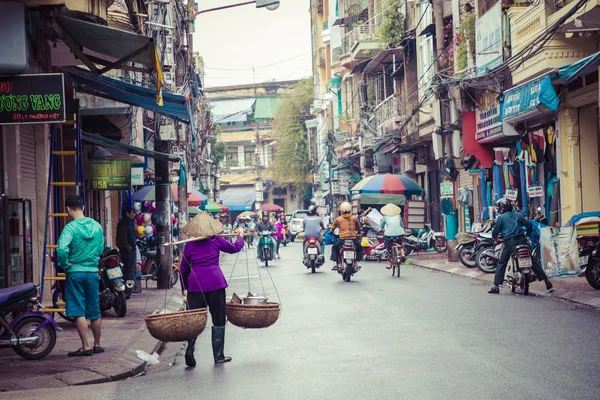 Hai Phong Vietnam November 2018 Mensen Drukke Ochtend Straat Hai — Stockfoto