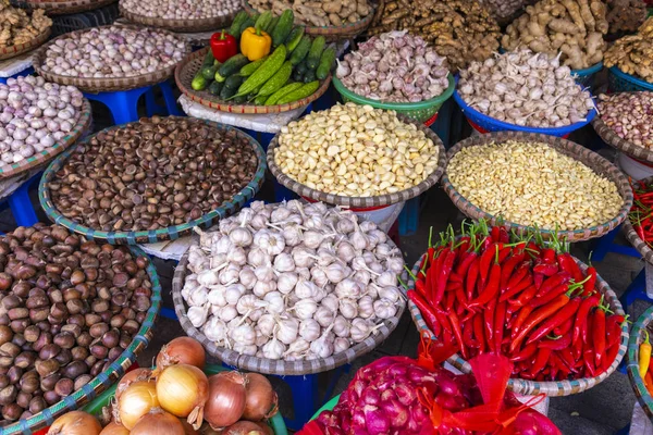 Gyümölcs Zöldség Piacának Hanoi Régi Quater Vietnám Ázsia — Stock Fotó
