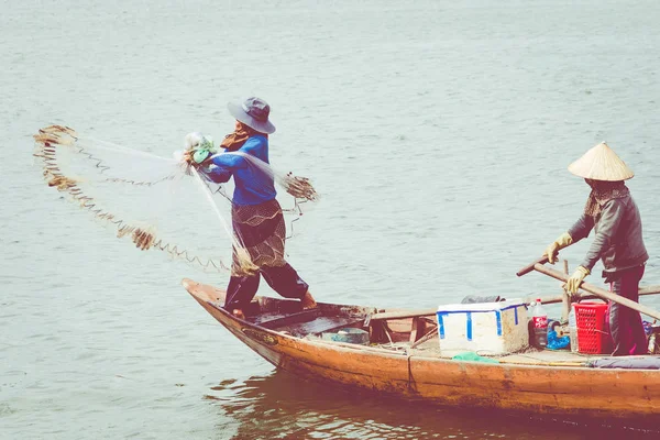 Рибалки Озеро Дії Коли Промисел — стокове фото