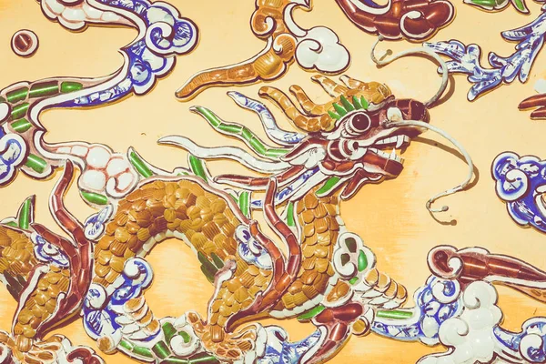 Dragon Dekorationer Imperial Royal Palace Nguyen Dynastin Hue Vietnam Unesco — Stockfoto