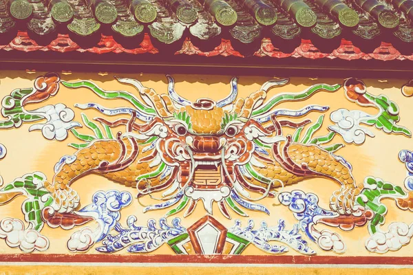 Décorations Dragon Palais Royal Impérial Dynastie Nguyen Hue Vietnam Site — Photo
