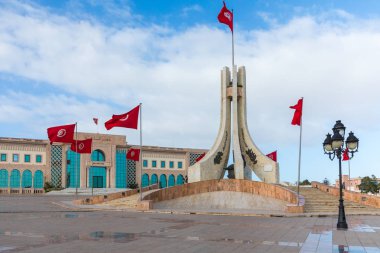 Tunus genel Meydanı, ulusal anıt ve Belediye Binası, Tunus.