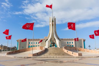 Tunus genel Meydanı, ulusal anıt ve Belediye Binası, Tunus.