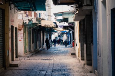 Sousse, Tunus - 13 Aralık 2018: Sousse Medine'de. Ortaçağ kenti. Tunus