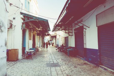 Sousse, Tunus - 13 Aralık 2018: Sousse Medine'de. Ortaçağ kenti. Tunus