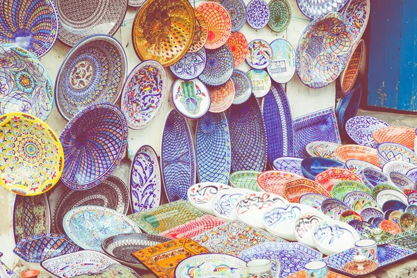 Traditionella Souvenir Tunisiska Marknaden Sidi Bou Said Tunisien — Stockfoto