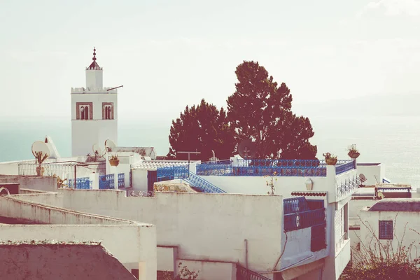 Vista Panorámica Desde Ciudad Turística Sidi Bou Said Túnez África — Foto de Stock