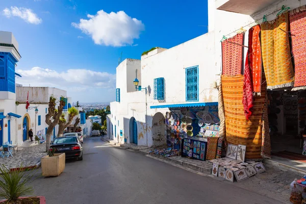 Sidi Bou Said Tunísia Dezembro 2018 Cityscape Com Típicas Casas — Fotografia de Stock