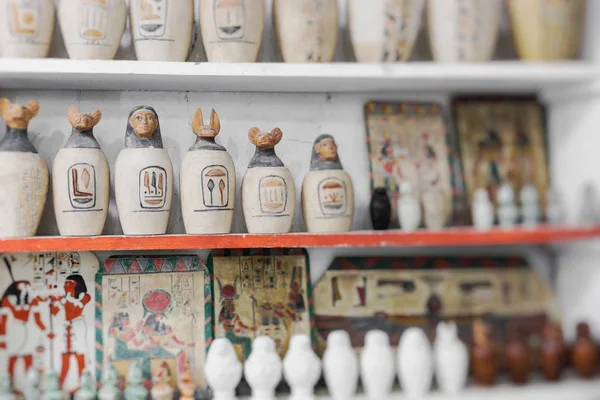 Egyptian traditional culture souvenirs. Selective Focus.