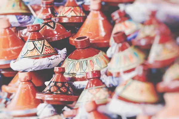 Tajines Auf Dem Markt Marokko Selektiver Fokus — Stockfoto