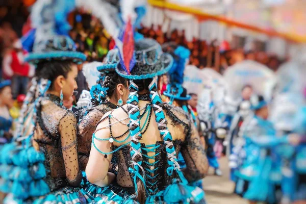 Bolivya Oruro Karnavalında Dansçılar Seçici Odak — Stok fotoğraf