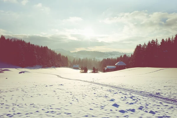 Silesian Beskids dağlarda kış manzarası. Yukarıdan görüntüleyin. Manzara fotoğraf drone ile ele geçirdi. Polonya, Avrupa. 