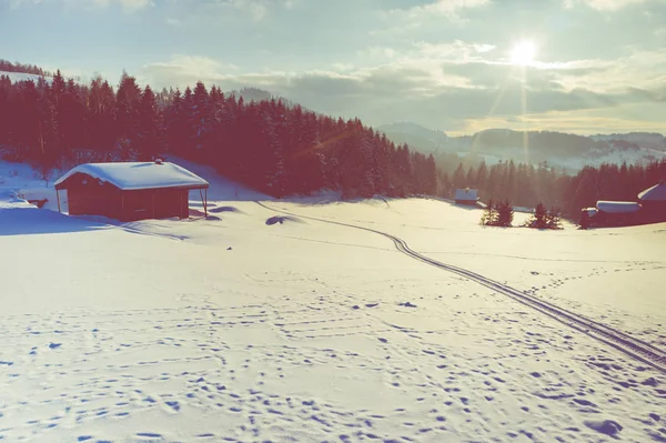 Paisagem Inverno Nas Montanhas Silesianas Beskids Vista Cima Foto Paisagem — Fotografia de Stock