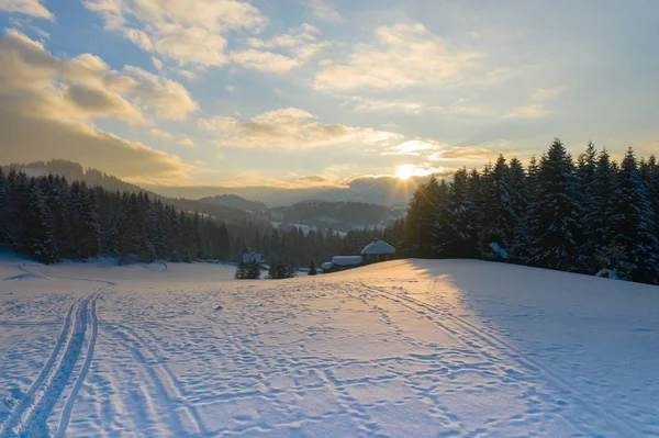 Paisagem Inverno Nas Montanhas Silesianas Beskids Vista Cima Foto Paisagem — Fotografia de Stock