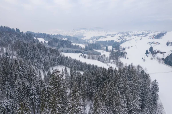 Paisagem Inverno Nas Montanhas Silesianas Beskids Vista Cima Foto Paisagem — Fotografia de Stock