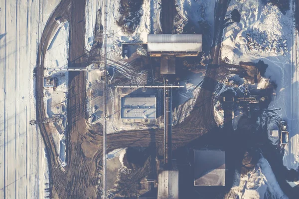 Luftaufnahme Über Dem Sandkasten Industrieller Ort Polen Foto Mit Drohne — Stockfoto