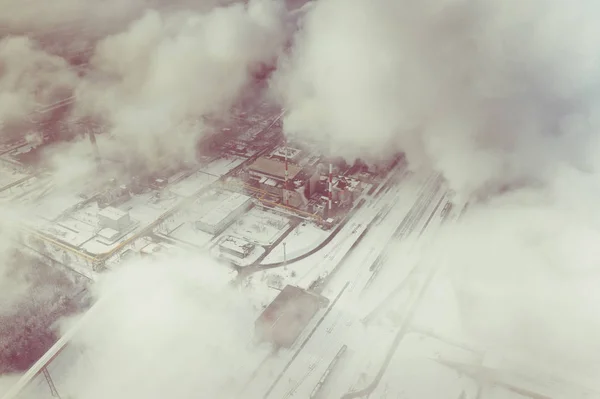 Vista Aerea Della Moderna Centrale Combinata Calore Energia Elettrica Stupido — Foto Stock