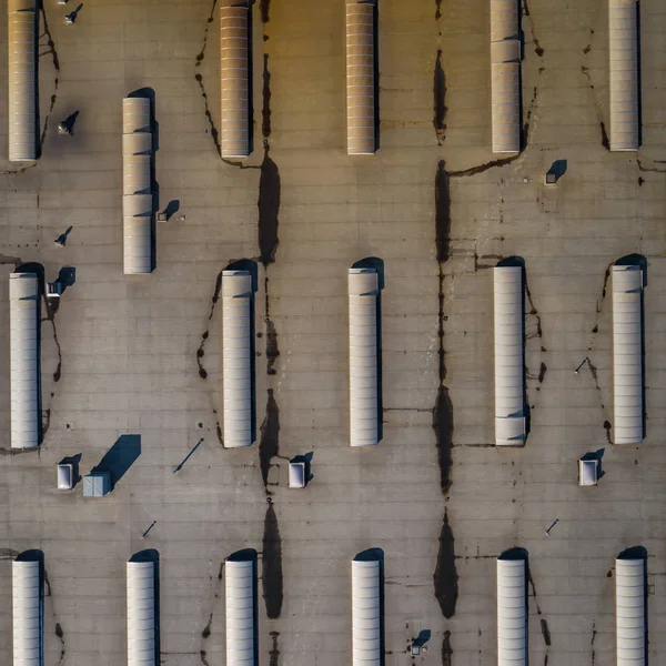 Lotgevallen Magazijn Dak Van Bovenaf Foto Gevangen Met Drone — Stockfoto