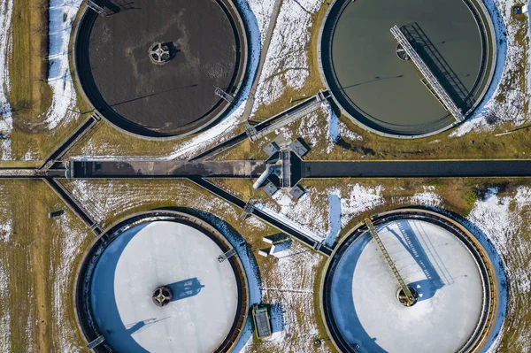 Kanalizasyon Çiftlik Statik Hava Fotoğraf Açıkladığınız Tankları Bakıyordu Endüstriyel Yer — Stok fotoğraf