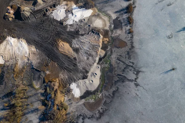 Vista Aérea Del Paisaje Degradado Tierra Destruida Vista Desde Arriba —  Fotos de Stock