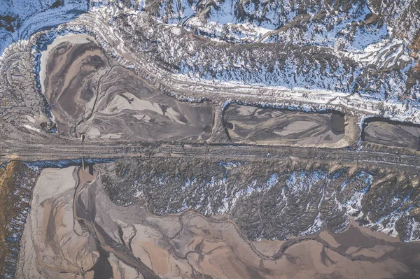 Havadan Görünümü Bozulmuş Manzara Yok Edilen Arazi Yukarıdan Görüntüleyin Endüstriyel — Stok fotoğraf