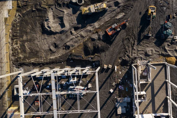 Vista Aérea Planta Construcción Disparada Desde Arriba Lugar Industrial Foto —  Fotos de Stock