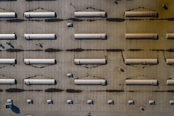 Disribution Warehouse Roof Photo Captured Drone — Stock Photo, Image