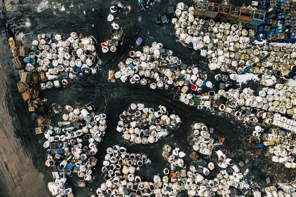 Vertedero Para Almacenamiento Residuos Vista Desde Arriba Vista Aérea Basura —  Fotos de Stock