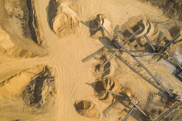 Vista Aérea Poço Areia Fábrica Produção Materiais Areia Para Indústria — Fotografia de Stock