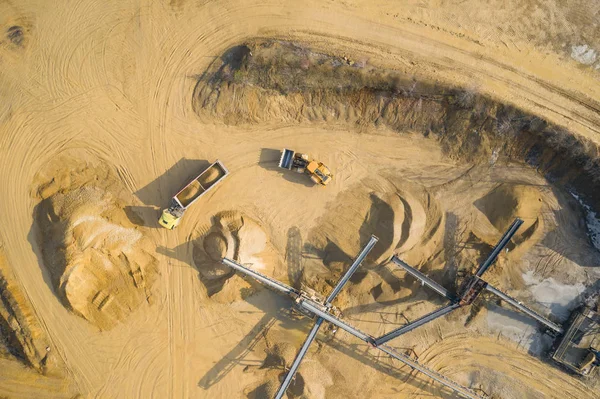 Vista Aérea Poço Areia Fábrica Produção Materiais Areia Para Indústria — Fotografia de Stock