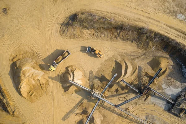 Havadan Görünümü Kum Sandpit Fabrika Bitki Üretim Malzemeleri Nşaat Sanayi — Stok fotoğraf