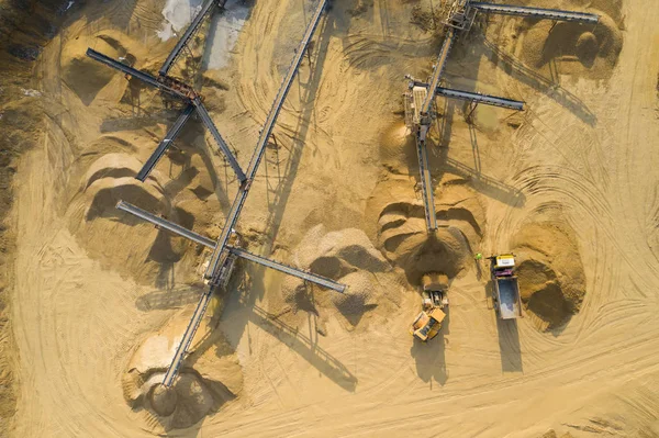 Flygfoto Över Sandlådan Och Fabriken Växten Producerar Sand Material För — Stockfoto