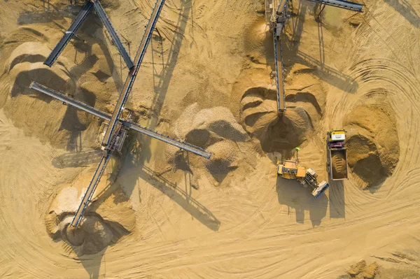 Flygfoto Över Sandlådan Och Fabriken Växten Producerar Sand Material För — Stockfoto