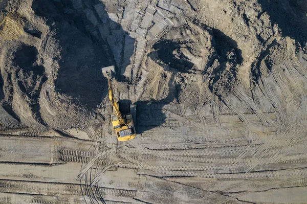 Aerial View Excavator Construction Equipment Machinery Mine Equipment Top View — Stock Photo, Image