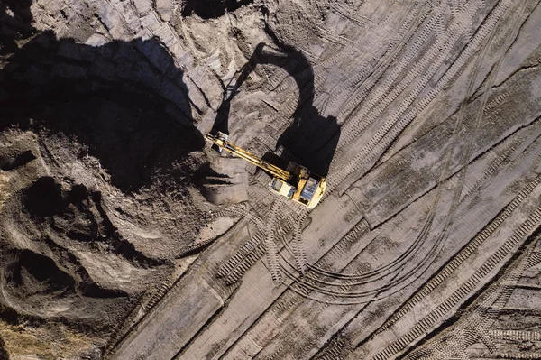 Vista Aérea Excavadora Equipo Construcción Maquinaria Equipo Minas Desde Arriba — Foto de Stock