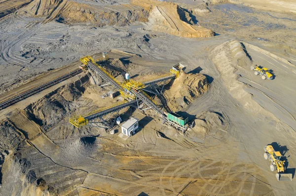 Luftaufnahme Eines Sandkastens Und Einer Fabrik Die Sandmaterialien Für Die — Stockfoto