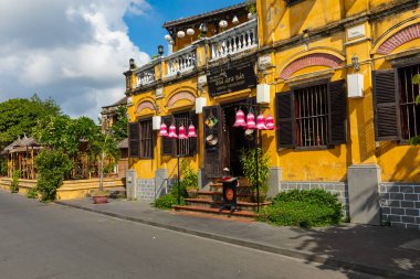 Hoi An, Vietnam - 21 Kasım 2018: Hoian antik kent evleri. 