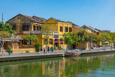 Hoi An, Vietnam - 21 Kasım 2018: Hoian antik kent evleri. 