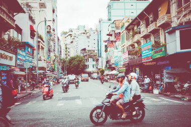 Ho Chi Minh, Vietnam-Kasım 23, 2018: bir sokakta trafik