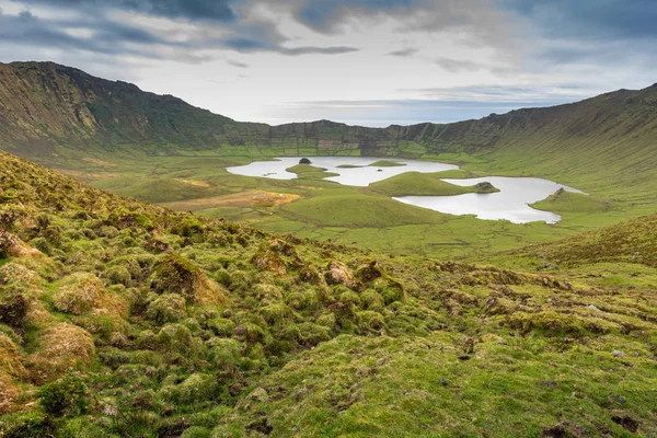 Cráter volcánico (Caldeirao) con un hermoso lago en la cima de —  Fotos de Stock