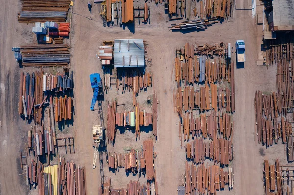 Antenn överdel av stål förråd industri plats. Foto från — Stockfoto