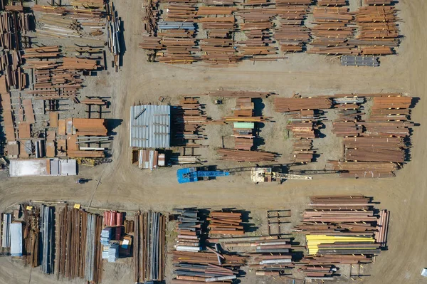Εναέρια κορυφαία θέα της βιομηχανικής θέση του χάλυβα stogare. Φωτογραφία που έγινε από — Φωτογραφία Αρχείου